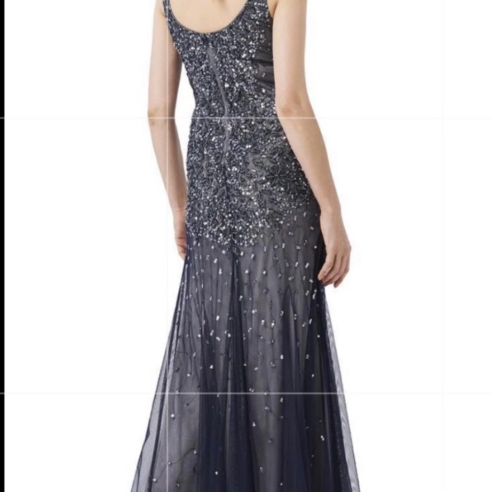 Adrianna Papell sleeveless beaded mesh tank gown - Picture 4 of 11